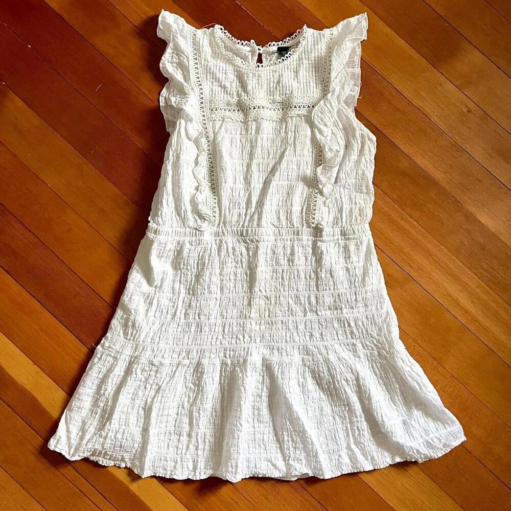 Wild Fable White Ruffle & Lace Cottage Core Coquette Summer Dress, Size Large